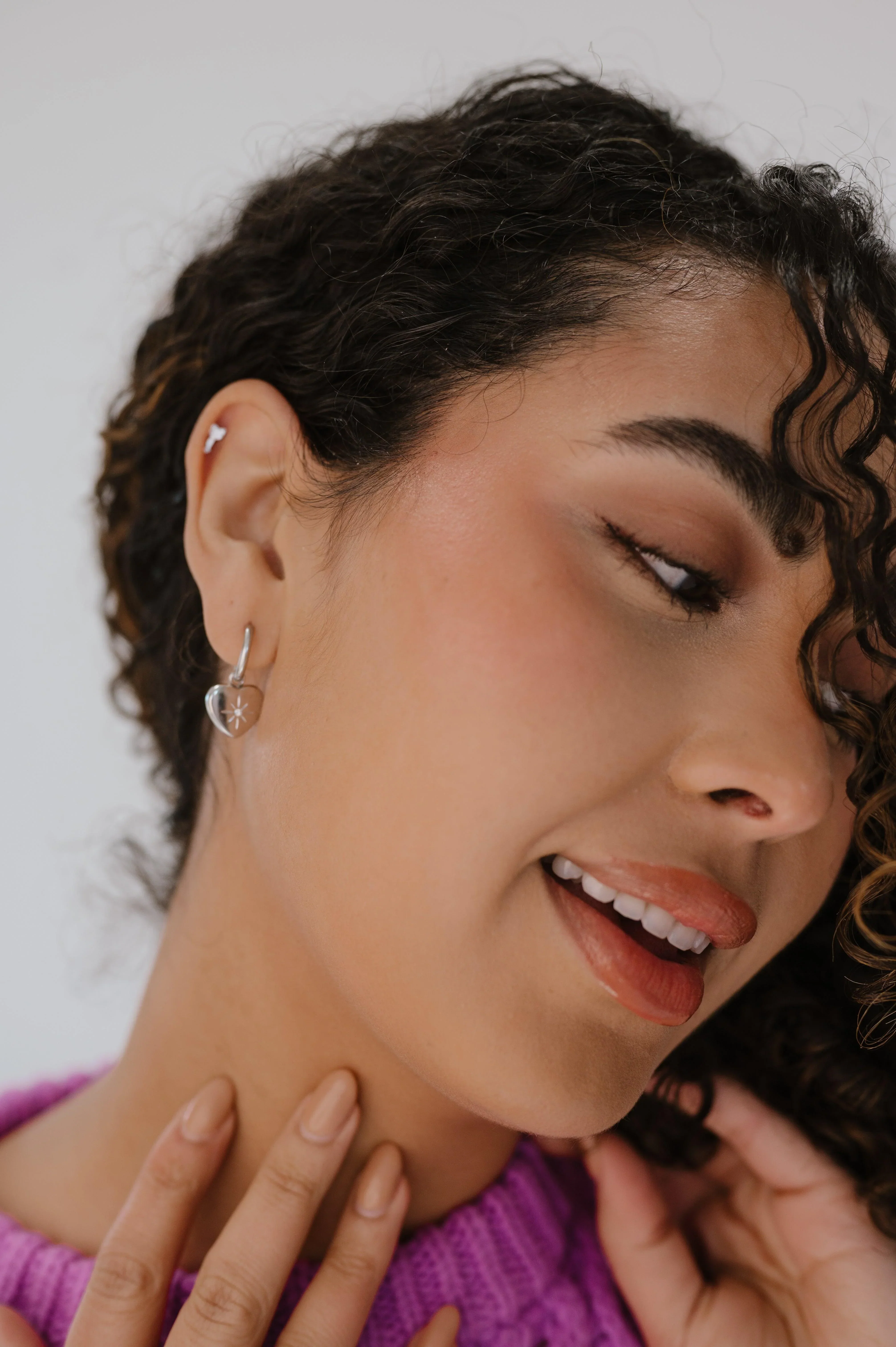 Amortentia Zirconia Studded Heart Charm Hoops - Image 6